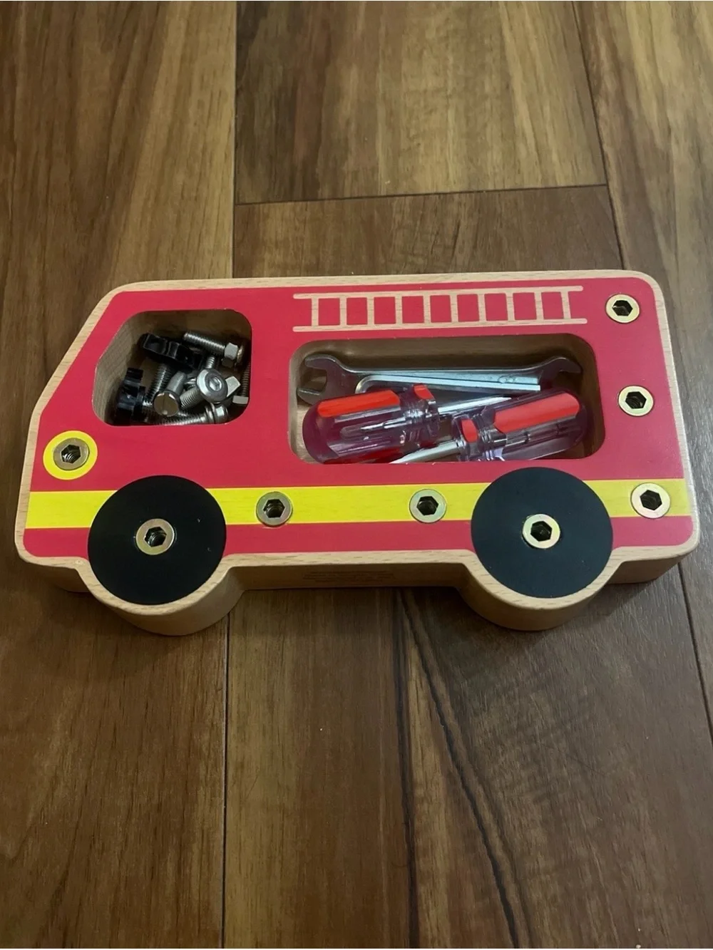 Montessori Moppet Fire Truck Screw Board